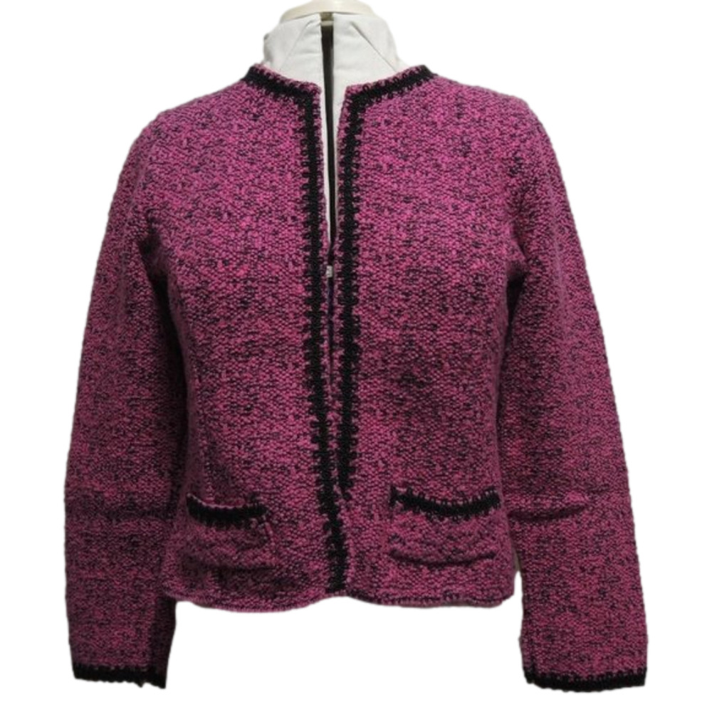Willow Fuchsia Pink & Black Knit Blazer Size Small